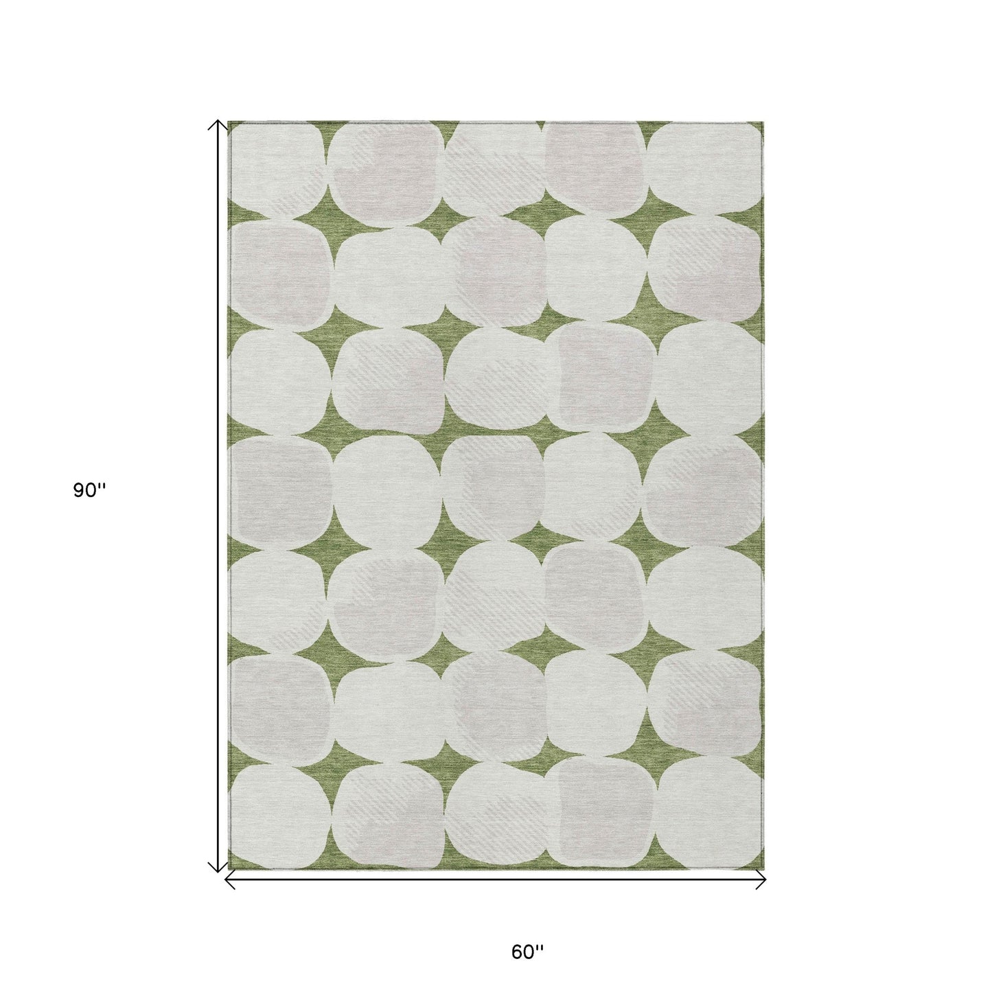 Tabselect Home Line 5' X 8' Green And Beige Abstract Washable Indoor Outdoor Area Rug