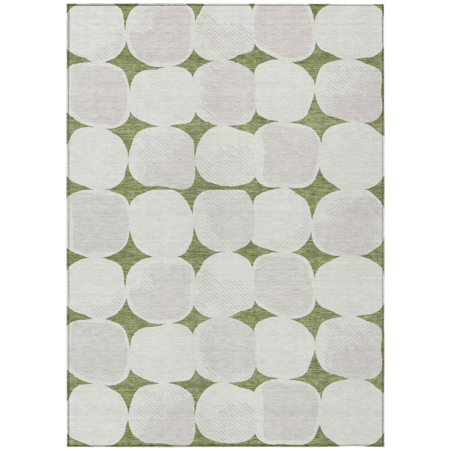 Tabselect Home Line 5' X 8' Green And Beige Abstract Washable Indoor Outdoor Area Rug