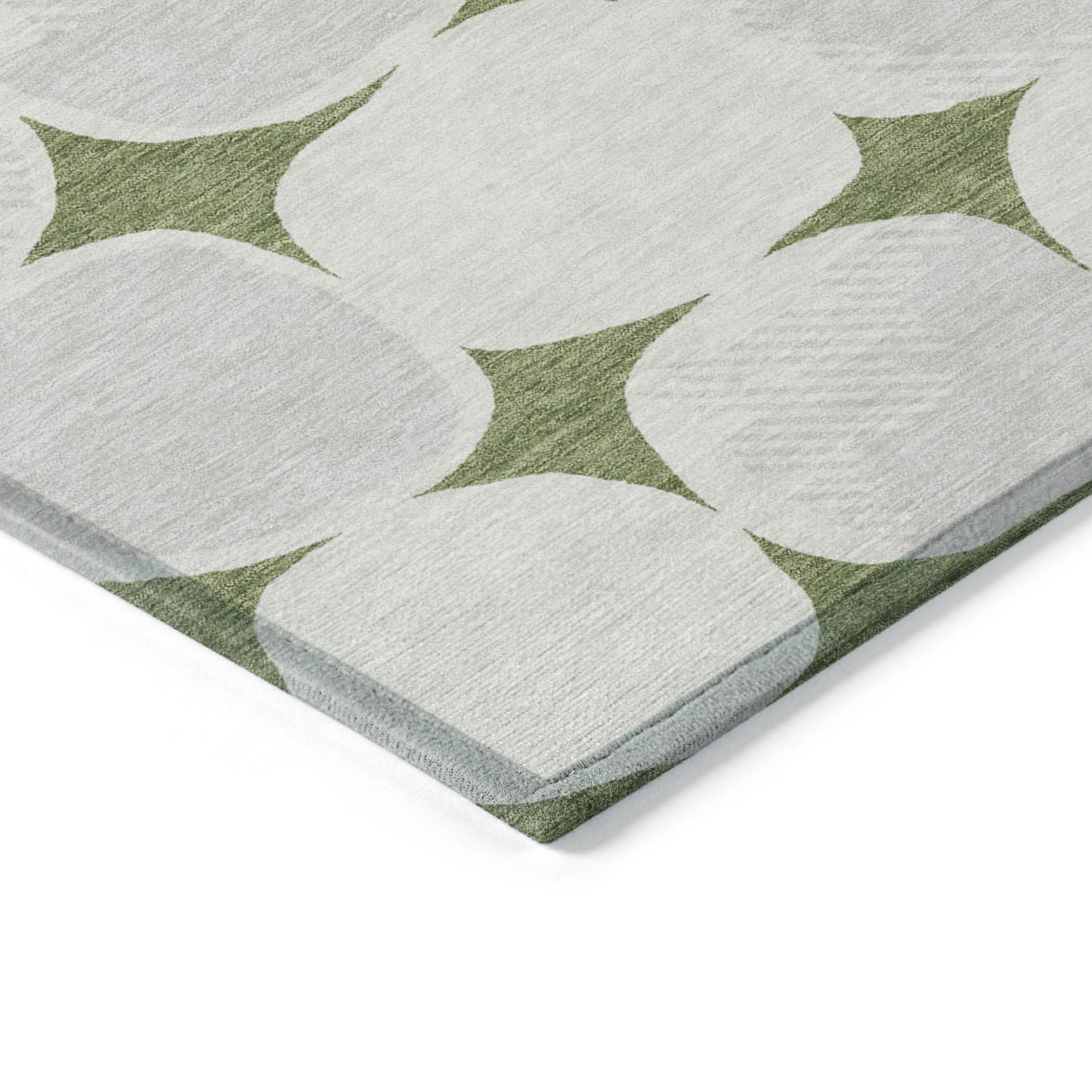 Tabselect Home Line 5' X 8' Green And Beige Abstract Washable Indoor Outdoor Area Rug