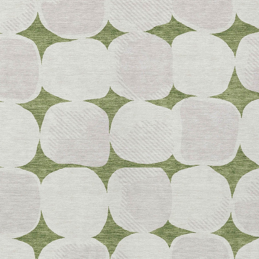 Tabselect Home Line 5' X 8' Green And Beige Abstract Washable Indoor Outdoor Area Rug