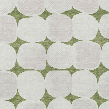 Tabselect Home Line 5' X 8' Green And Beige Abstract Washable Indoor Outdoor Area Rug