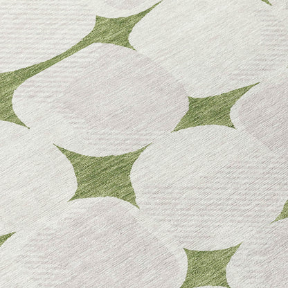 Tabselect Home Line 5' X 8' Green And Beige Abstract Washable Indoor Outdoor Area Rug