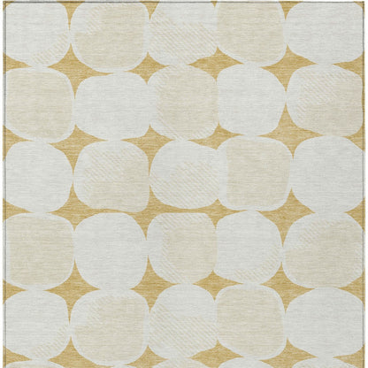 Tabselect Home Line 5' X 8' Gold And Beige Abstract Washable Indoor Outdoor Area Rug