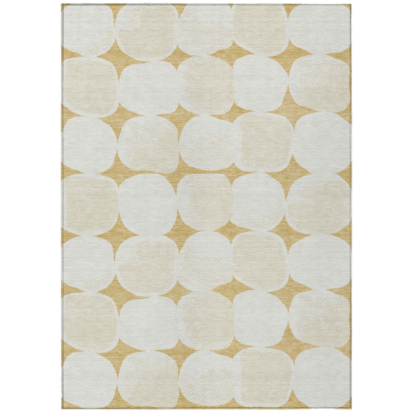 Tabselect Home Line 5' X 8' Gold And Beige Abstract Washable Indoor Outdoor Area Rug