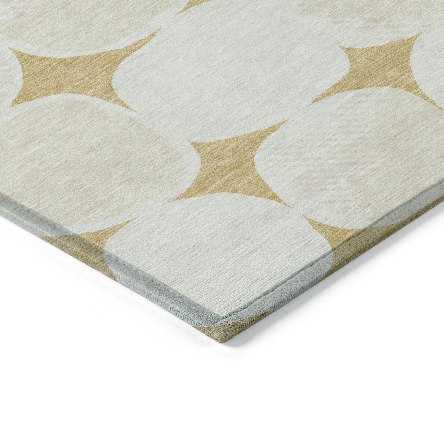 Tabselect Home Line 5' X 8' Gold And Beige Abstract Washable Indoor Outdoor Area Rug