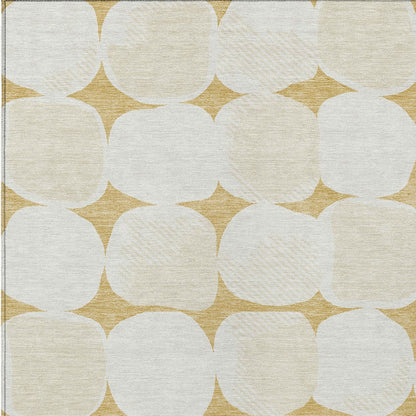 Tabselect Home Line 5' X 8' Gold And Beige Abstract Washable Indoor Outdoor Area Rug