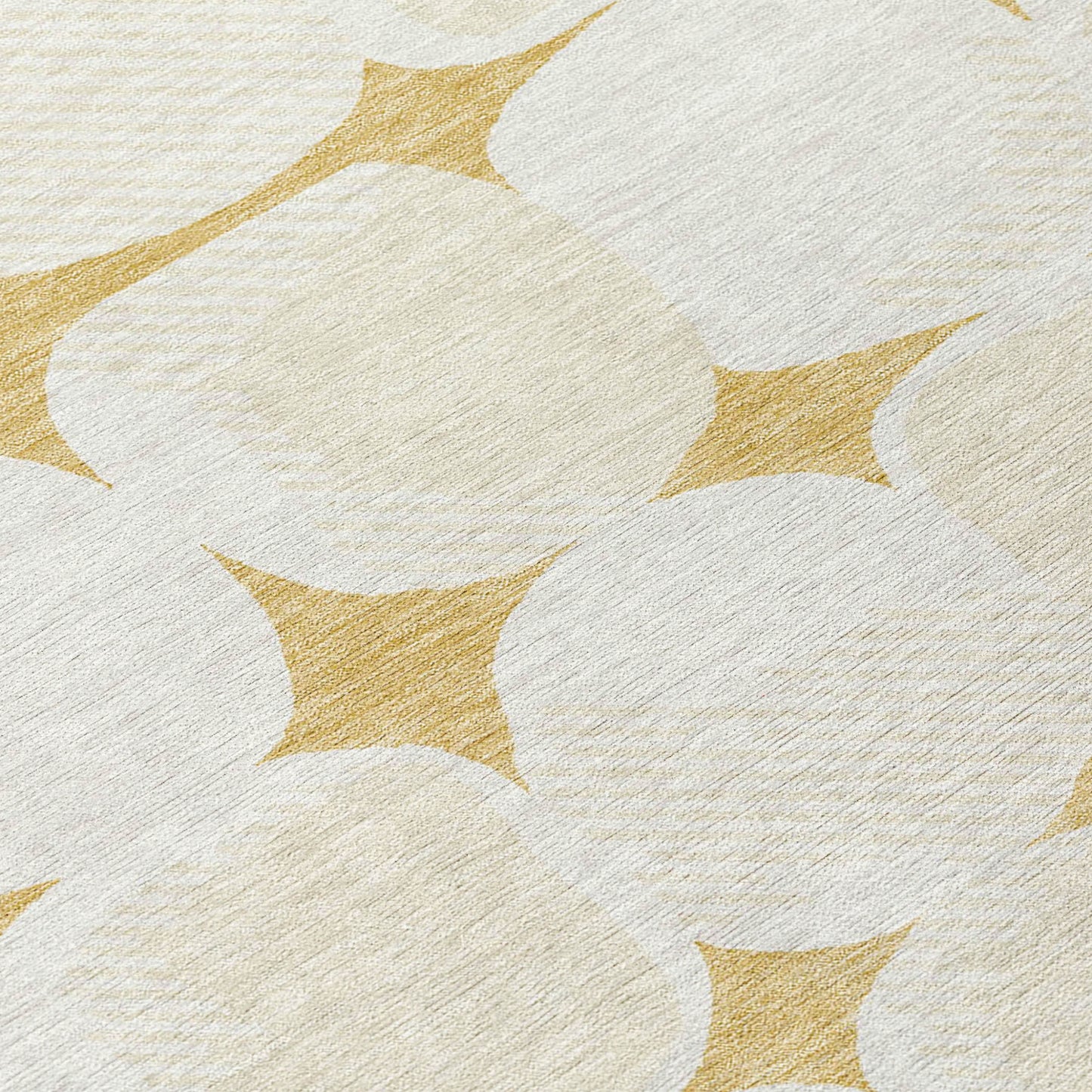 Tabselect Home Line 5' X 8' Gold And Beige Abstract Washable Indoor Outdoor Area Rug