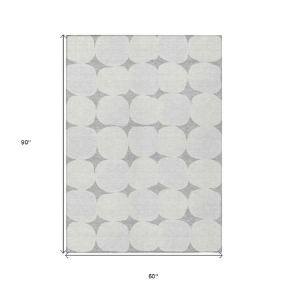 Tabselect Home Line 5' X 8' Gray And Beige Abstract Washable Indoor Outdoor Area Rug