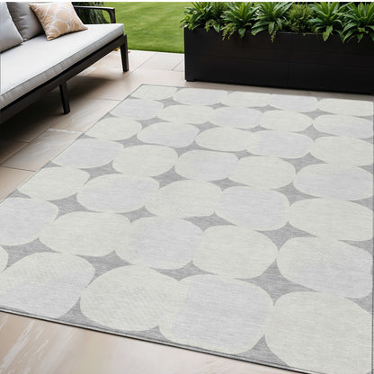 Tabselect Home Line 5' X 8' Gray And Beige Abstract Washable Indoor Outdoor Area Rug