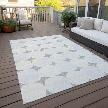Tabselect Home Line 5' X 8' Gray And Beige Abstract Washable Indoor Outdoor Area Rug
