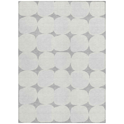 Tabselect Home Line 5' X 8' Gray And Beige Abstract Washable Indoor Outdoor Area Rug