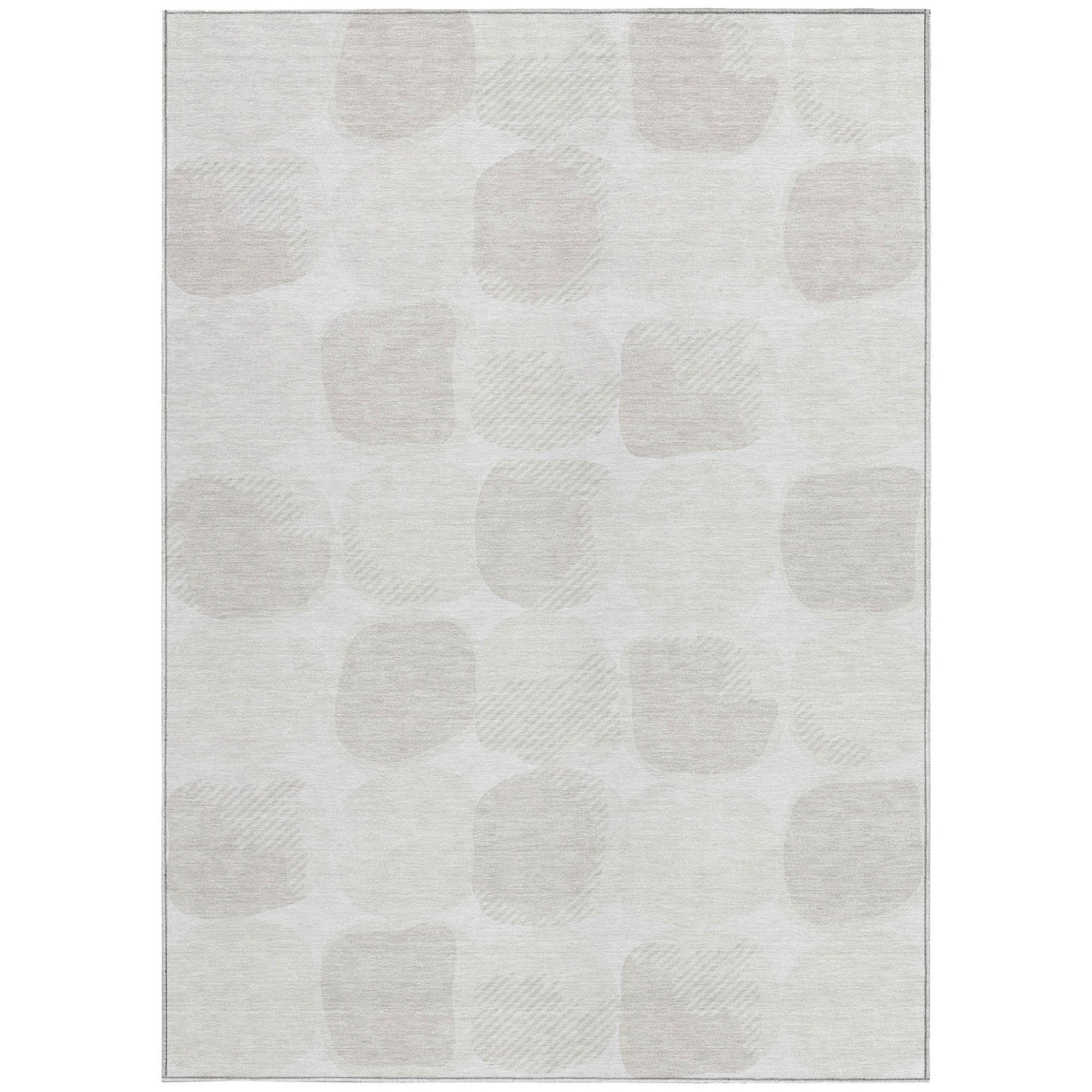 Tabselect Home Line 5' X 8' Ivory And Beige Abstract Washable Indoor Outdoor Area Rug