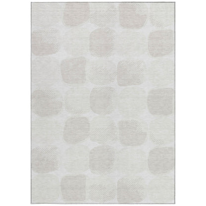 Tabselect Home Line 5' X 8' Ivory And Beige Abstract Washable Indoor Outdoor Area Rug