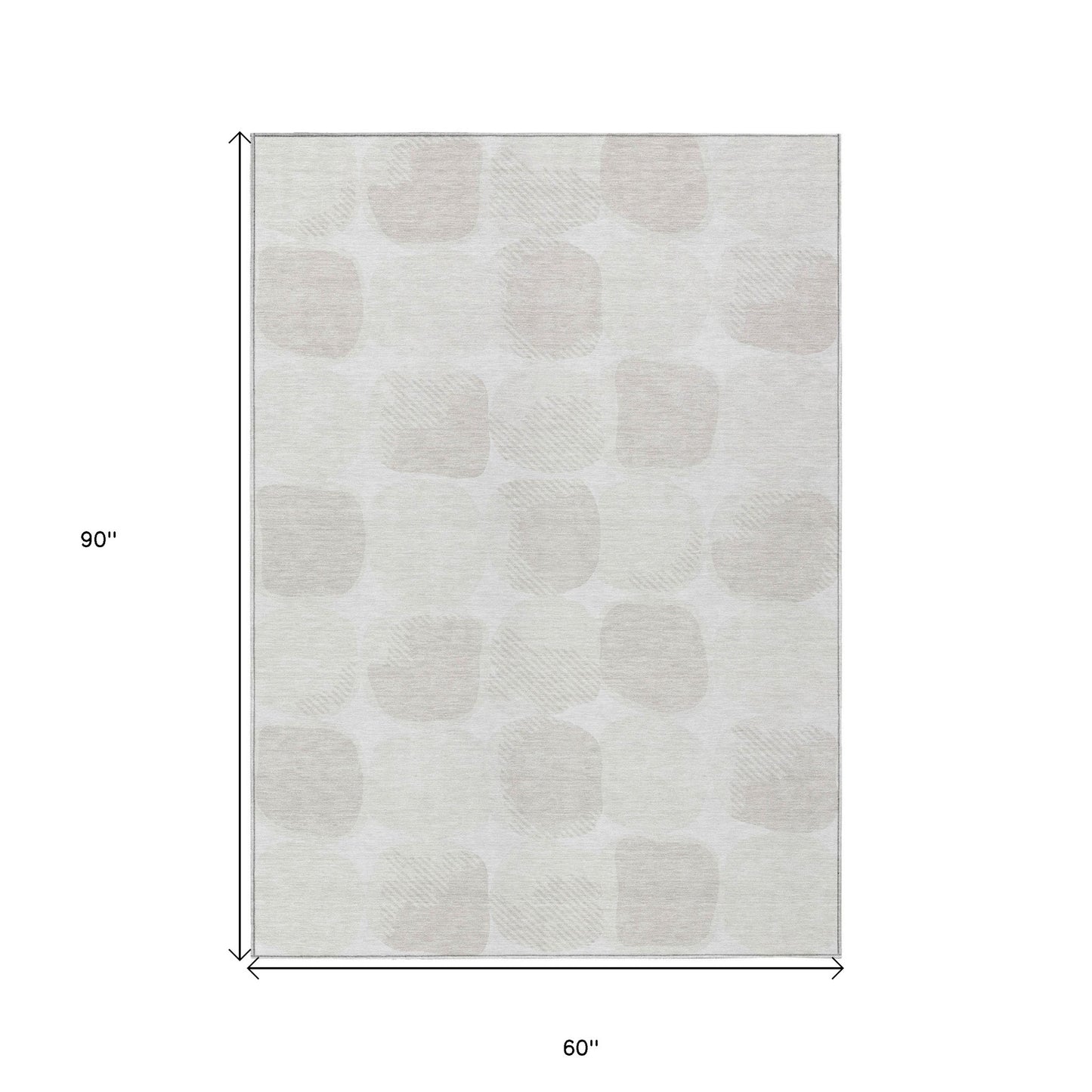 Tabselect Home Line 5' X 8' Ivory And Beige Abstract Washable Indoor Outdoor Area Rug