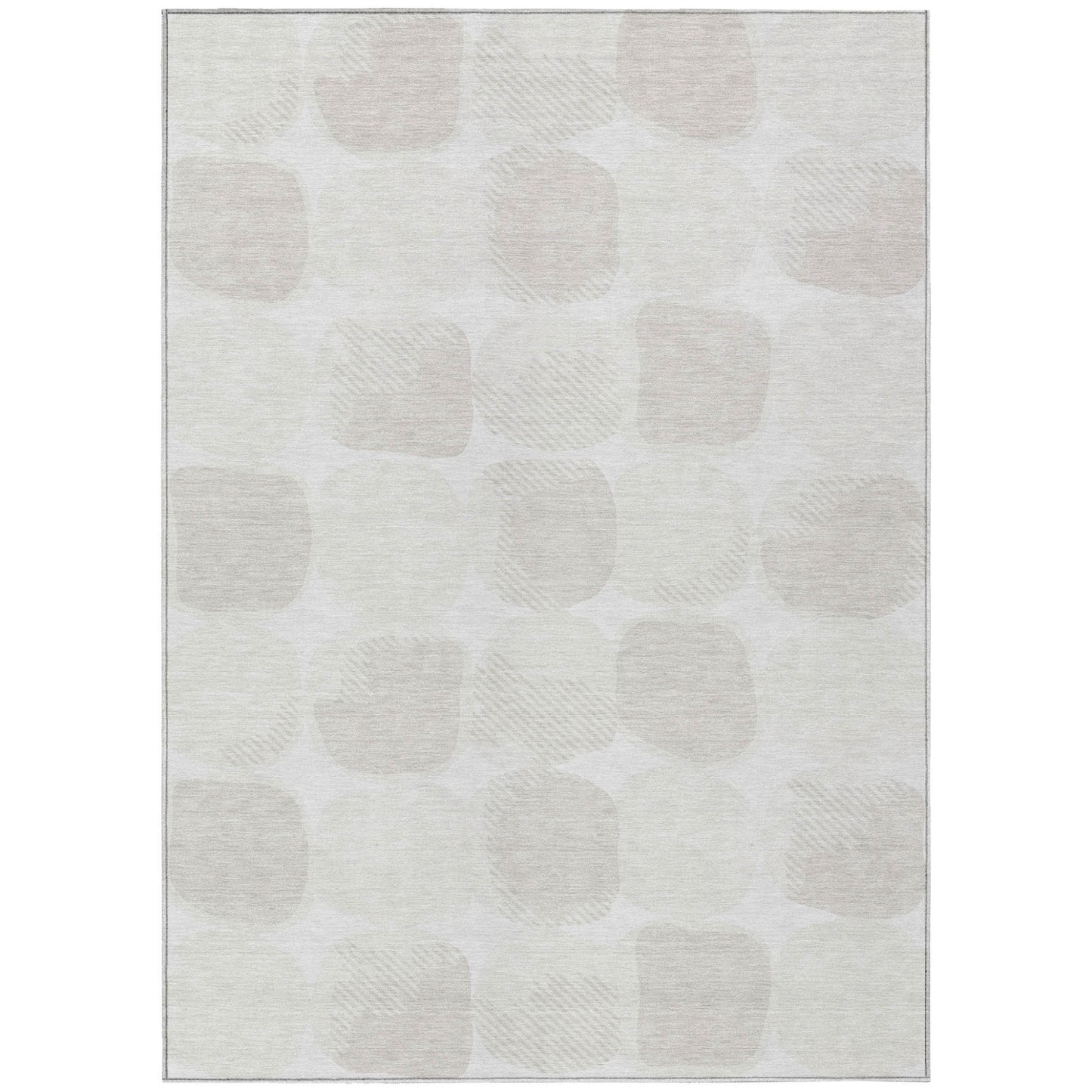 Tabselect Home Line 5' X 8' Ivory And Beige Abstract Washable Indoor Outdoor Area Rug