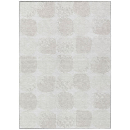 Tabselect Home Line 5' X 8' Ivory And Beige Abstract Washable Indoor Outdoor Area Rug