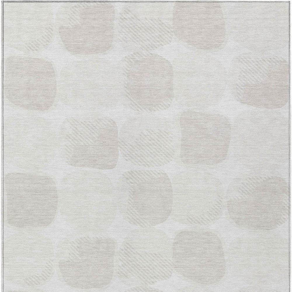 Tabselect Home Line 5' X 8' Ivory And Beige Abstract Washable Indoor Outdoor Area Rug