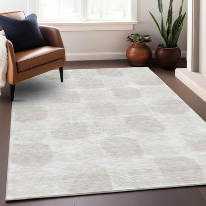 Tabselect Home Line 5' X 8' Ivory And Beige Abstract Washable Indoor Outdoor Area Rug