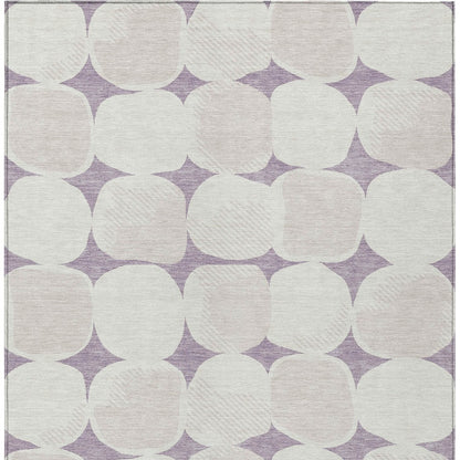 Tabselect Home Line 5' X 8' Lavender Beige And Ivory Abstract Washable Indoor Outdoor Area Rug