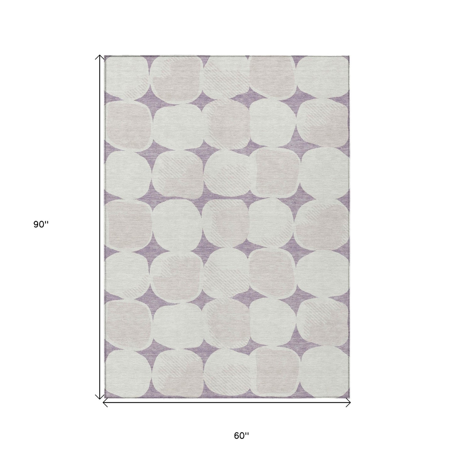 Tabselect Home Line 5' X 8' Lavender Beige And Ivory Abstract Washable Indoor Outdoor Area Rug
