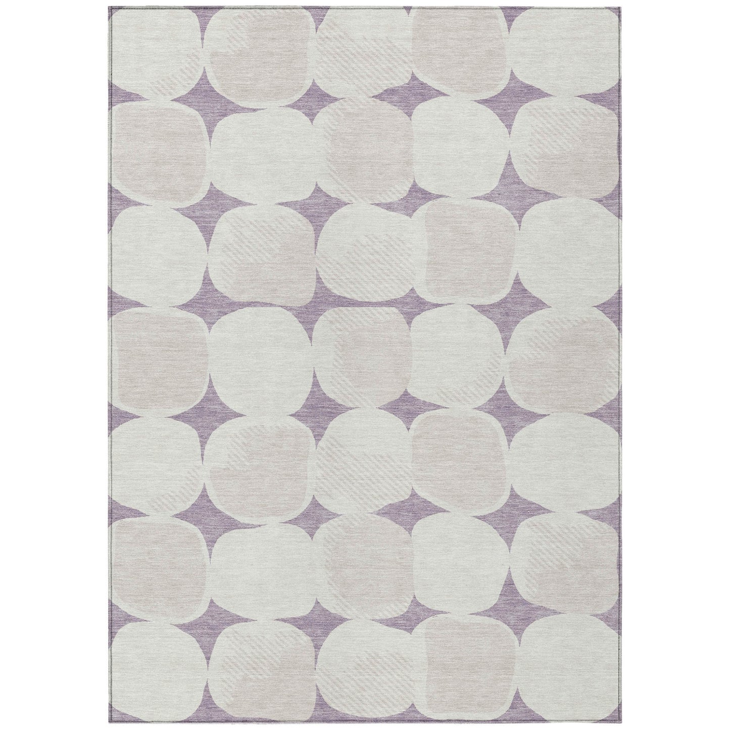 Tabselect Home Line 5' X 8' Lavender Beige And Ivory Abstract Washable Indoor Outdoor Area Rug