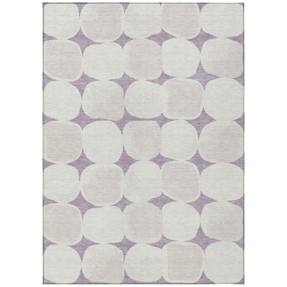 Tabselect Home Line 5' X 8' Lavender Beige And Ivory Abstract Washable Indoor Outdoor Area Rug