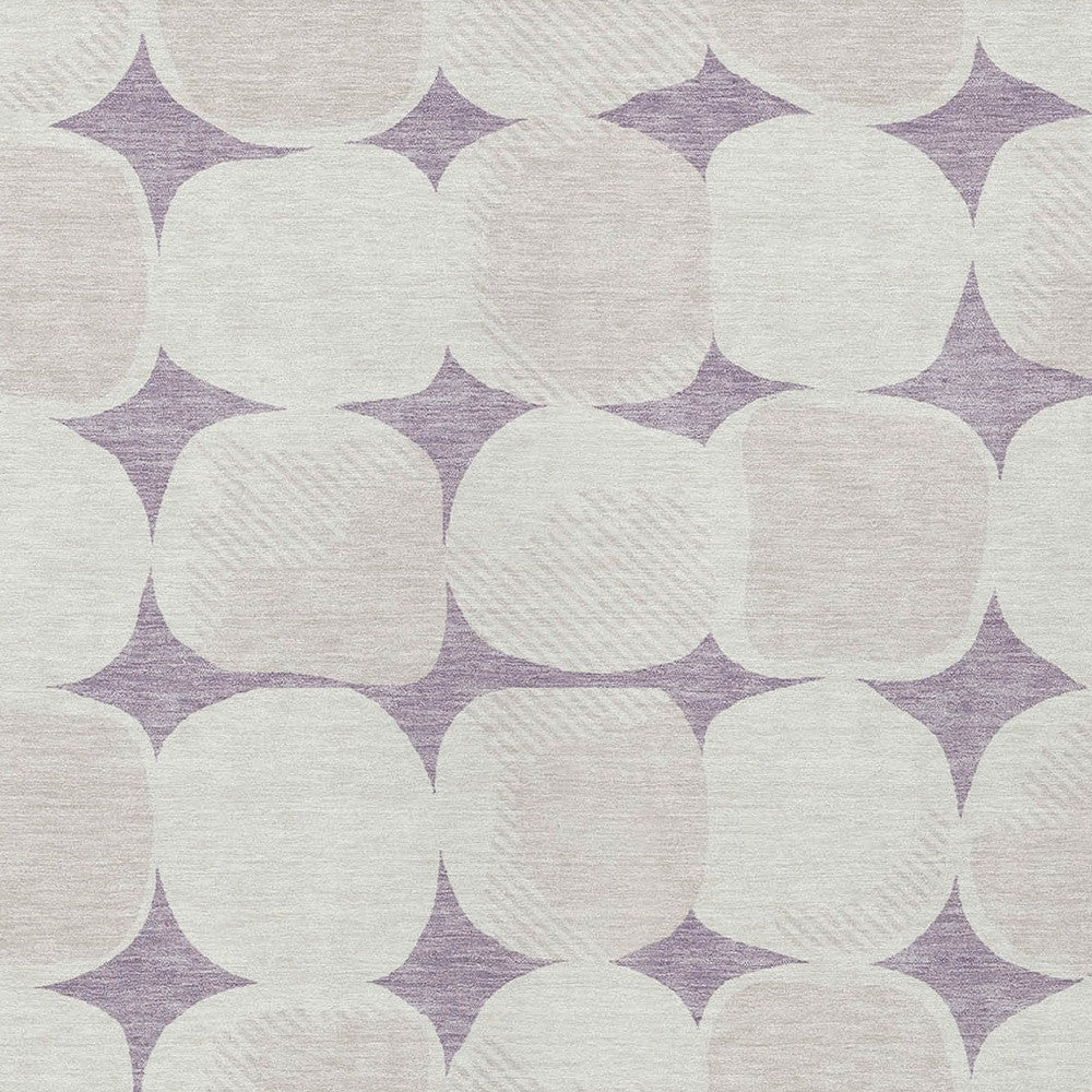 Tabselect Home Line 5' X 8' Lavender Beige And Ivory Abstract Washable Indoor Outdoor Area Rug