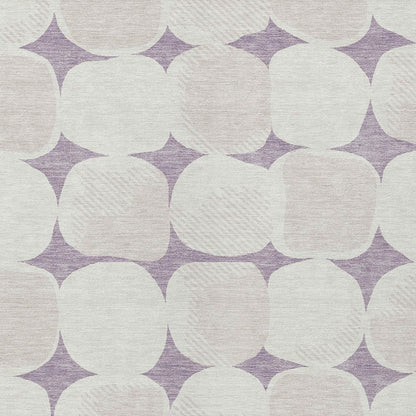 Tabselect Home Line 5' X 8' Lavender Beige And Ivory Abstract Washable Indoor Outdoor Area Rug