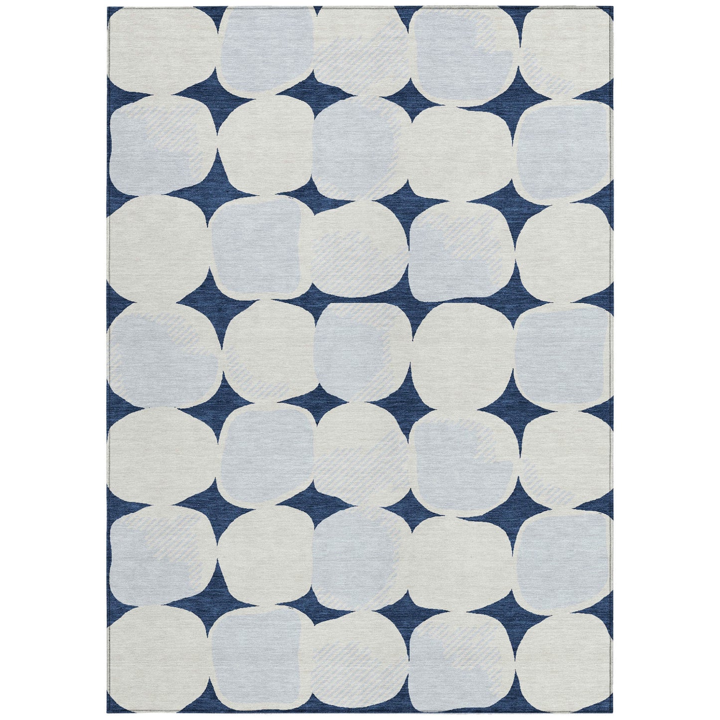 Tabselect Home Line 5' X 8' Navy Blue Gray And Ivory Abstract Washable Indoor Outdoor Area Rug