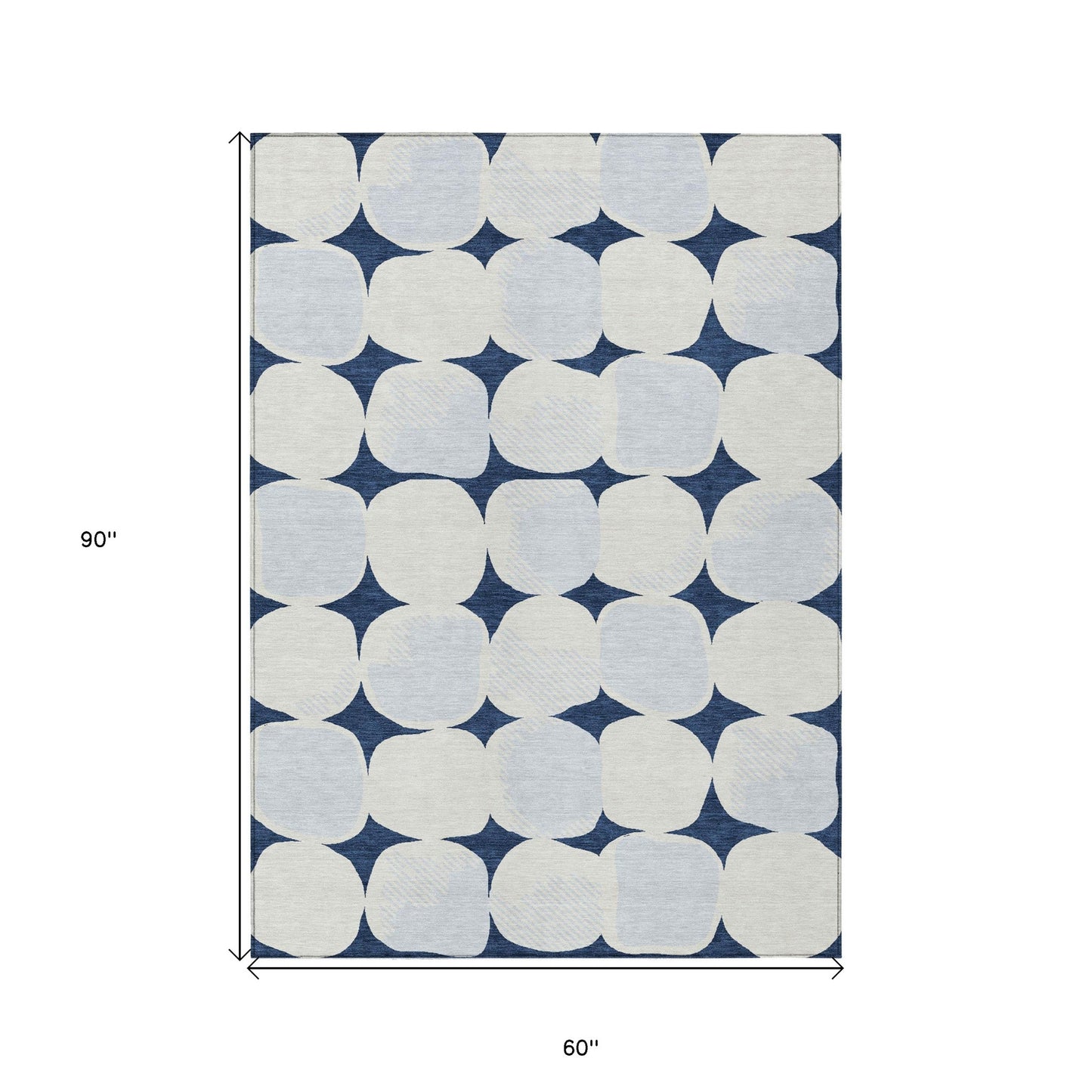 Tabselect Home Line 5' X 8' Navy Blue Gray And Ivory Abstract Washable Indoor Outdoor Area Rug