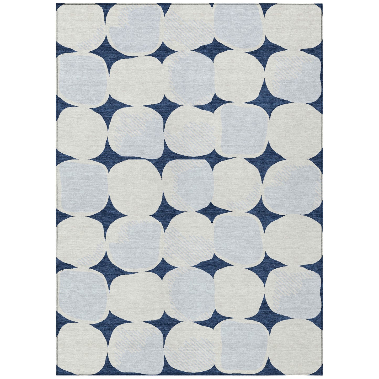 Tabselect Home Line 5' X 8' Navy Blue Gray And Ivory Abstract Washable Indoor Outdoor Area Rug