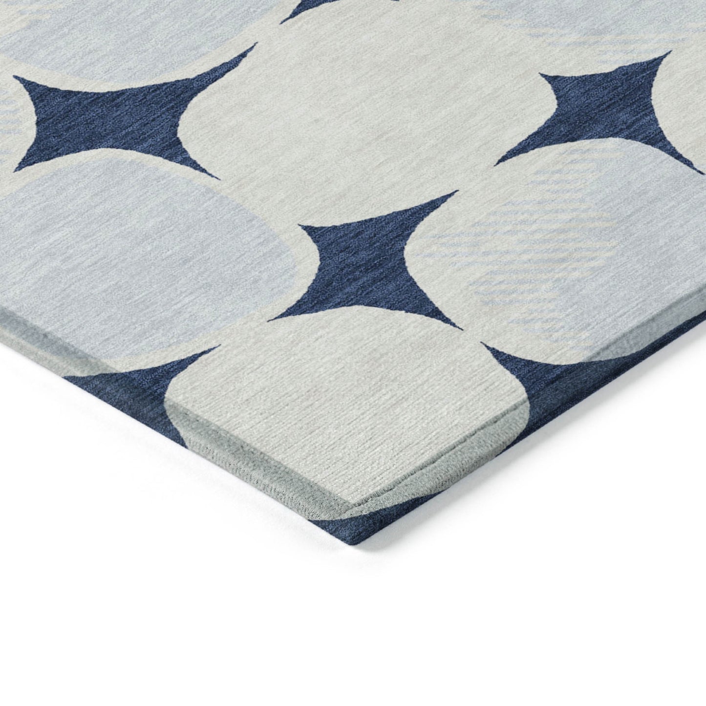 Tabselect Home Line 5' X 8' Navy Blue Gray And Ivory Abstract Washable Indoor Outdoor Area Rug