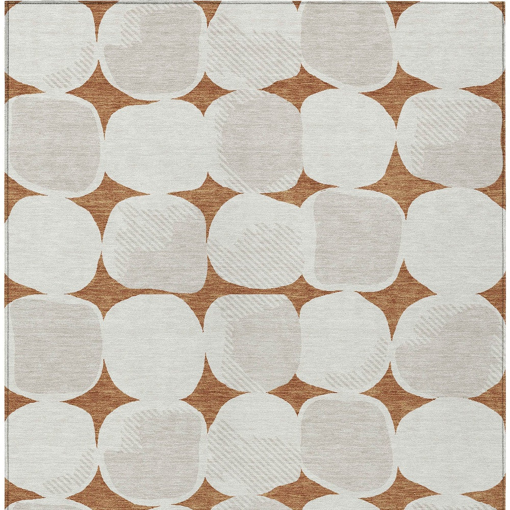 Tabselect Home Line 5' X 8' Brown And Ivory Abstract Washable Indoor Outdoor Area Rug
