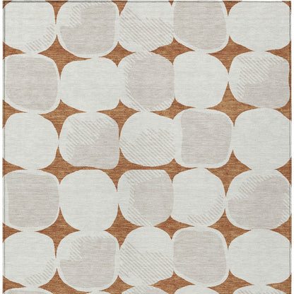 Tabselect Home Line 5' X 8' Brown And Ivory Abstract Washable Indoor Outdoor Area Rug