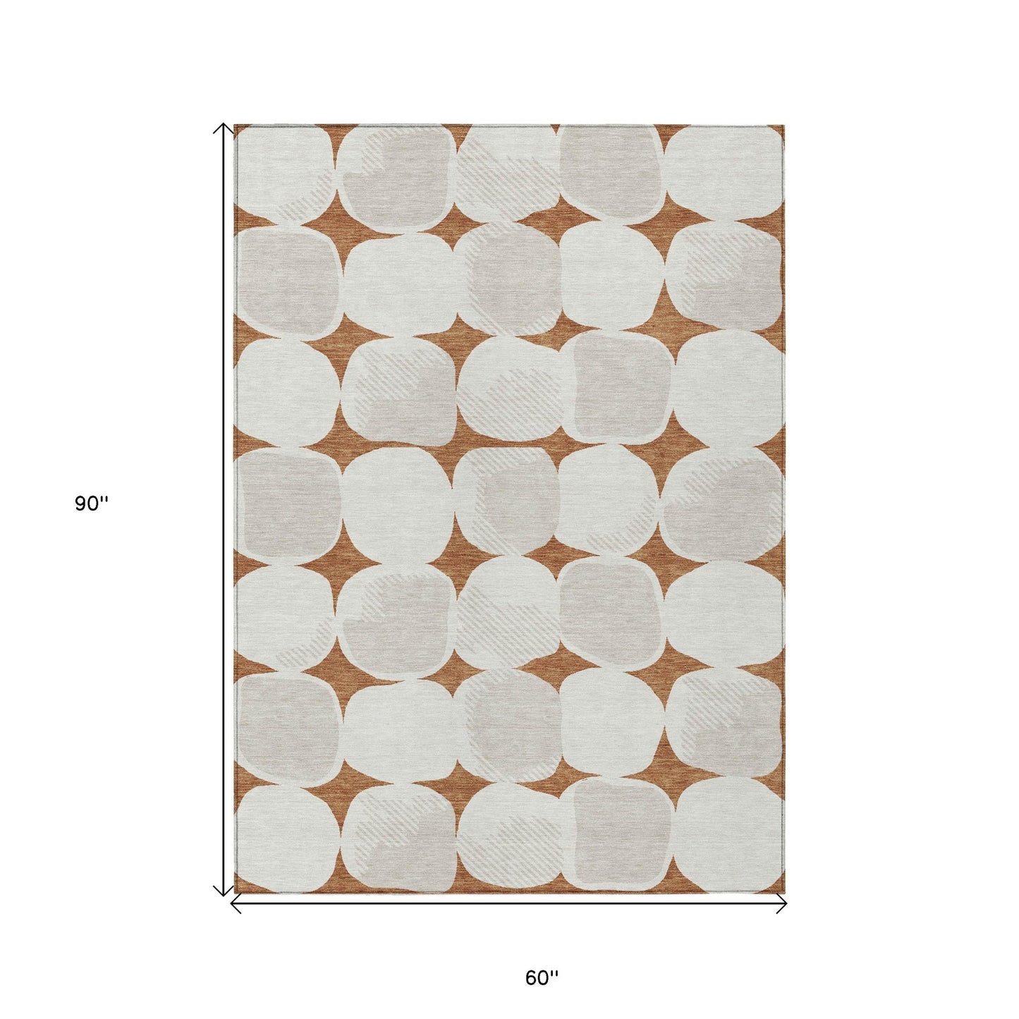 Tabselect Home Line 5' X 8' Brown And Ivory Abstract Washable Indoor Outdoor Area Rug