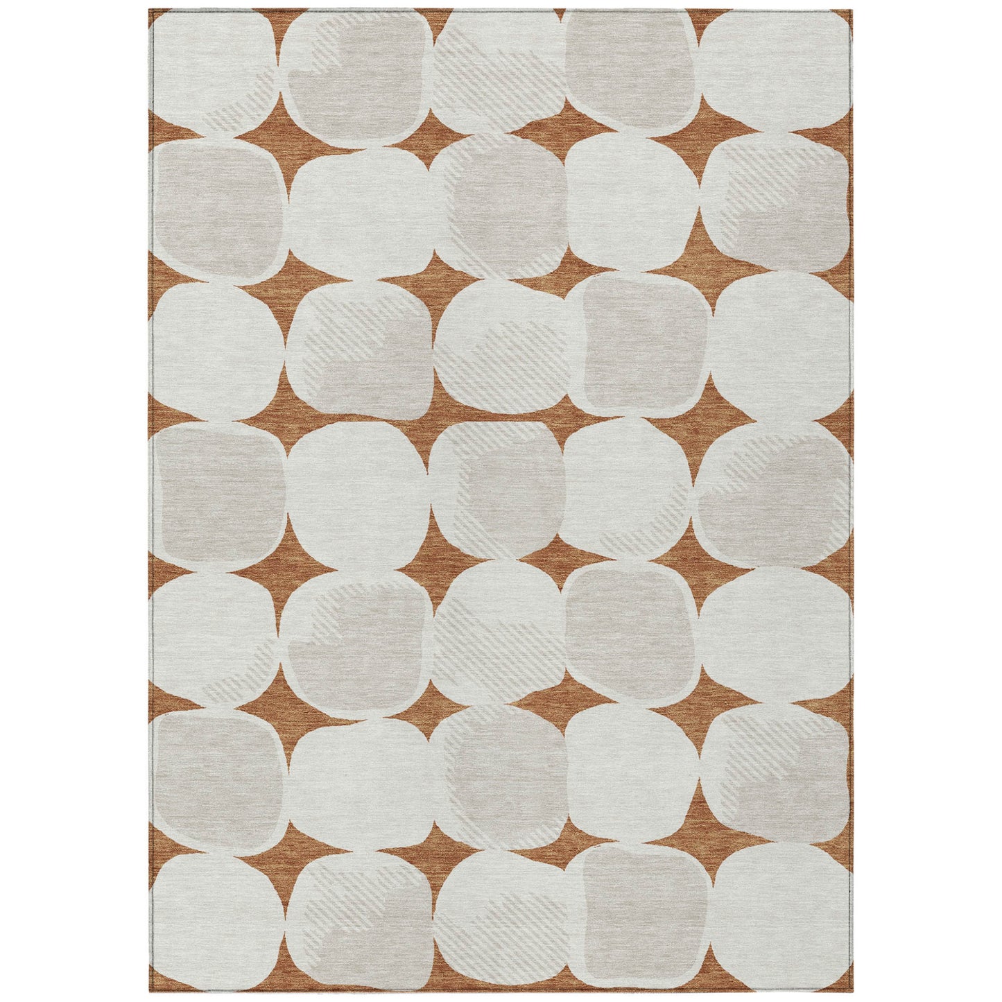Tabselect Home Line 5' X 8' Brown And Ivory Abstract Washable Indoor Outdoor Area Rug