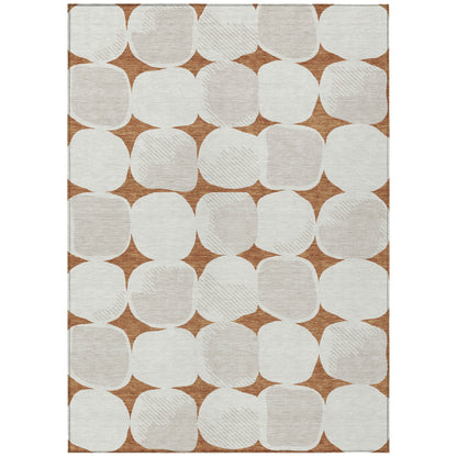 Tabselect Home Line 5' X 8' Brown And Ivory Abstract Washable Indoor Outdoor Area Rug