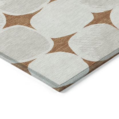 Tabselect Home Line 5' X 8' Brown And Ivory Abstract Washable Indoor Outdoor Area Rug