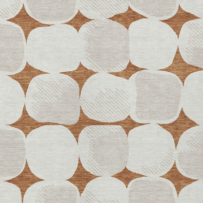 Tabselect Home Line 5' X 8' Brown And Ivory Abstract Washable Indoor Outdoor Area Rug