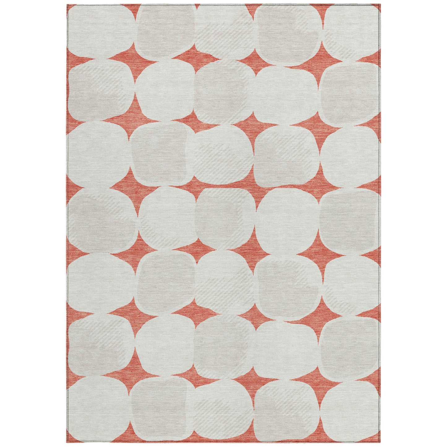 Tabselect Home Line 5' X 8' Salmon Beige And Ivory Abstract Washable Indoor Outdoor Area Rug