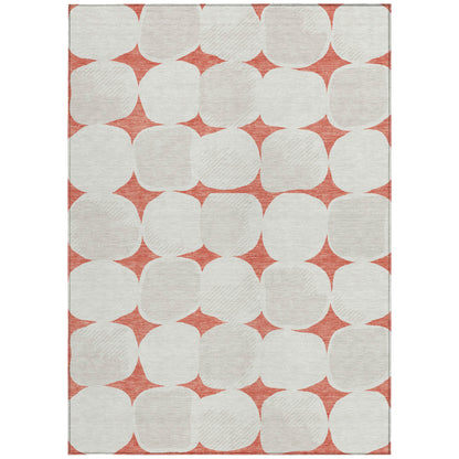Tabselect Home Line 5' X 8' Salmon Beige And Ivory Abstract Washable Indoor Outdoor Area Rug