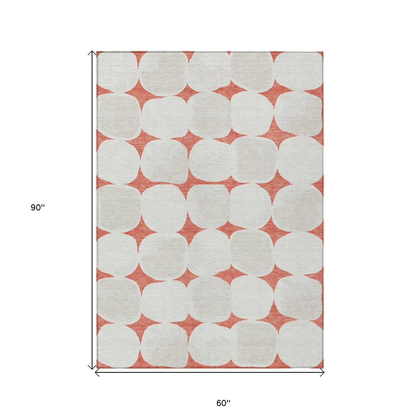 Tabselect Home Line 5' X 8' Salmon Beige And Ivory Abstract Washable Indoor Outdoor Area Rug