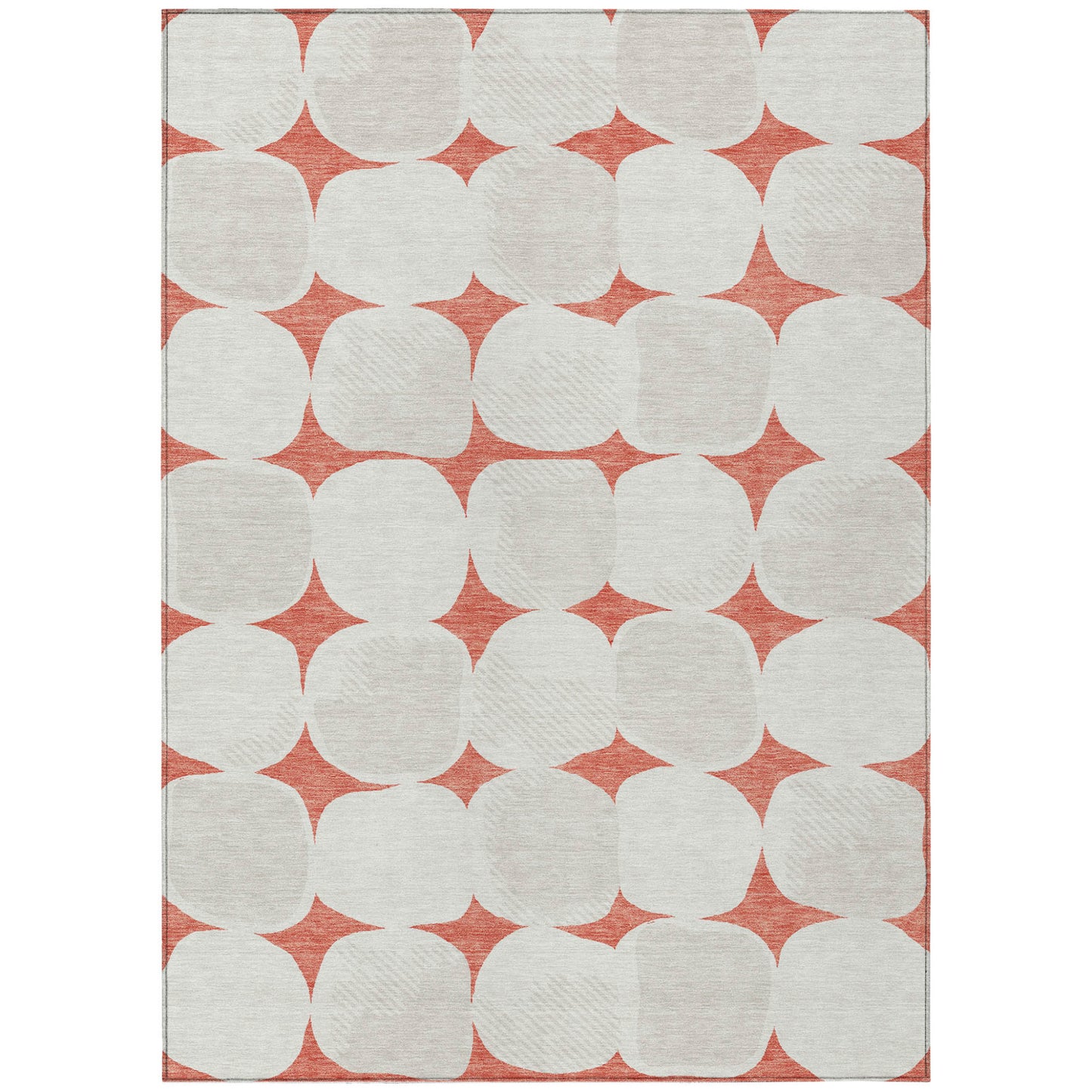 Tabselect Home Line 5' X 8' Salmon Beige And Ivory Abstract Washable Indoor Outdoor Area Rug