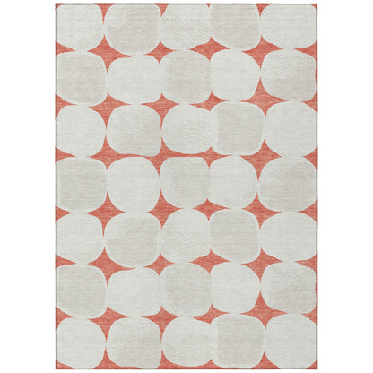 Tabselect Home Line 5' X 8' Salmon Beige And Ivory Abstract Washable Indoor Outdoor Area Rug