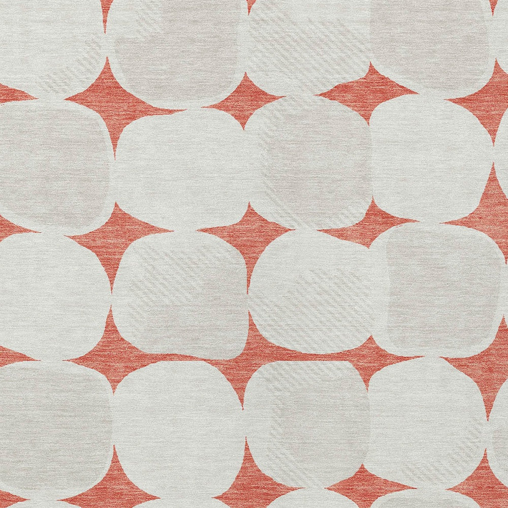 Tabselect Home Line 5' X 8' Salmon Beige And Ivory Abstract Washable Indoor Outdoor Area Rug