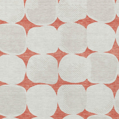 Tabselect Home Line 5' X 8' Salmon Beige And Ivory Abstract Washable Indoor Outdoor Area Rug