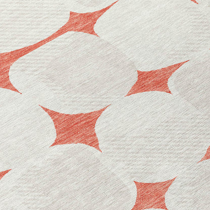 Tabselect Home Line 5' X 8' Salmon Beige And Ivory Abstract Washable Indoor Outdoor Area Rug