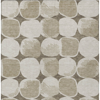 Tabselect Home Line 5' X 8' Taupe Beige And Gray Abstract Washable Indoor Outdoor Area Rug