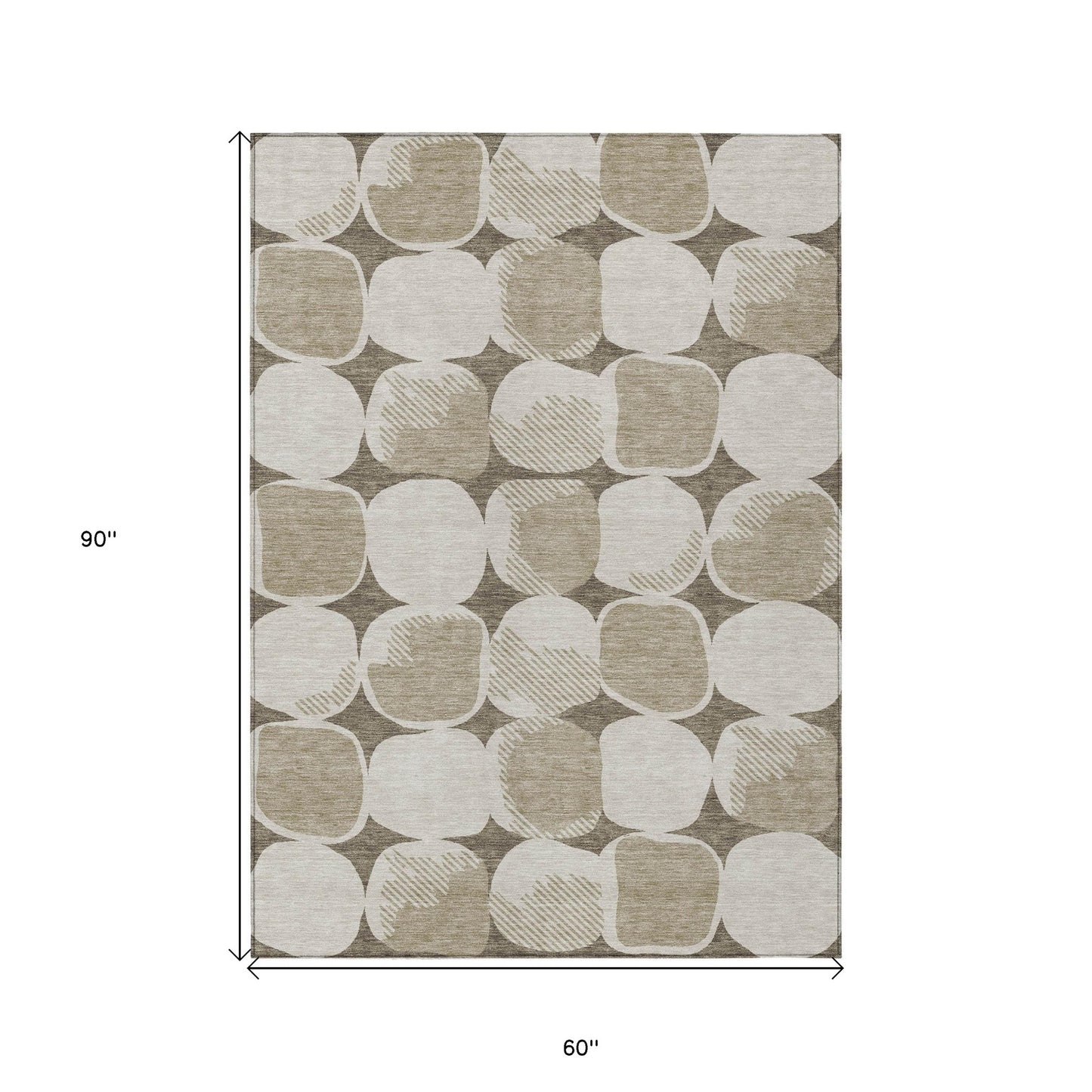 Tabselect Home Line 5' X 8' Taupe Beige And Gray Abstract Washable Indoor Outdoor Area Rug