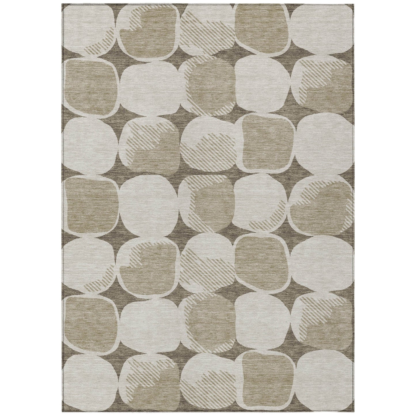 Tabselect Home Line 5' X 8' Taupe Beige And Gray Abstract Washable Indoor Outdoor Area Rug